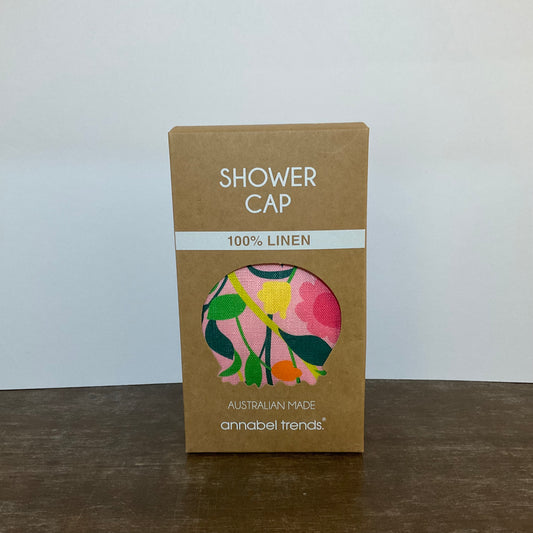 Shower cap with a floral pattern